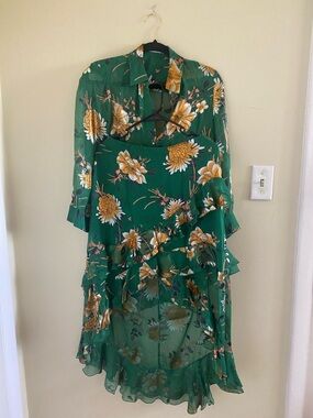 Alice + Olivia set Green Floral Ruffle
